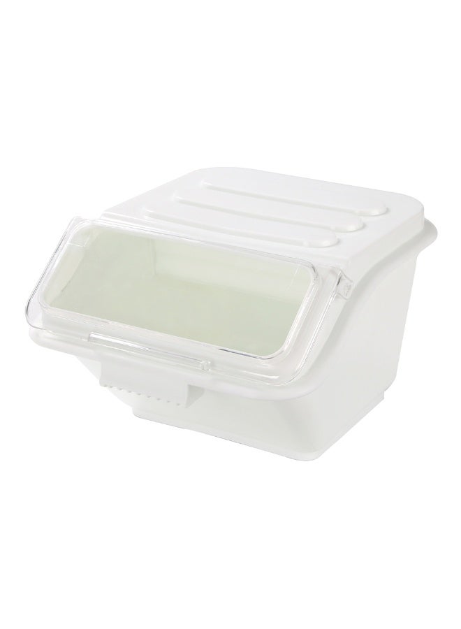 Restaurantware Met Lux 2.6 Gallon Ingredient Bin, 1 With Lid Food Storage Bin - With Measuring Scoop, Stackable, White Plastic Commercial Flour Bin, Easy Access, For Kitchen Or Storage - Image 1