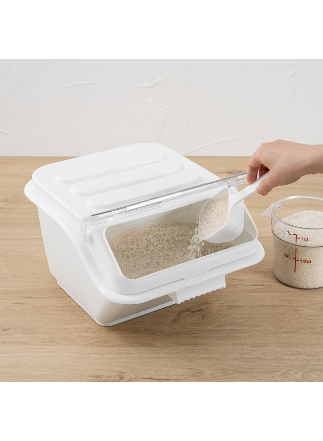 Restaurantware Met Lux 2.6 Gallon Ingredient Bin, 1 With Lid Food Storage Bin - With Measuring Scoop, Stackable, White Plastic Commercial Flour Bin, Easy Access, For Kitchen Or Storage - Image 5