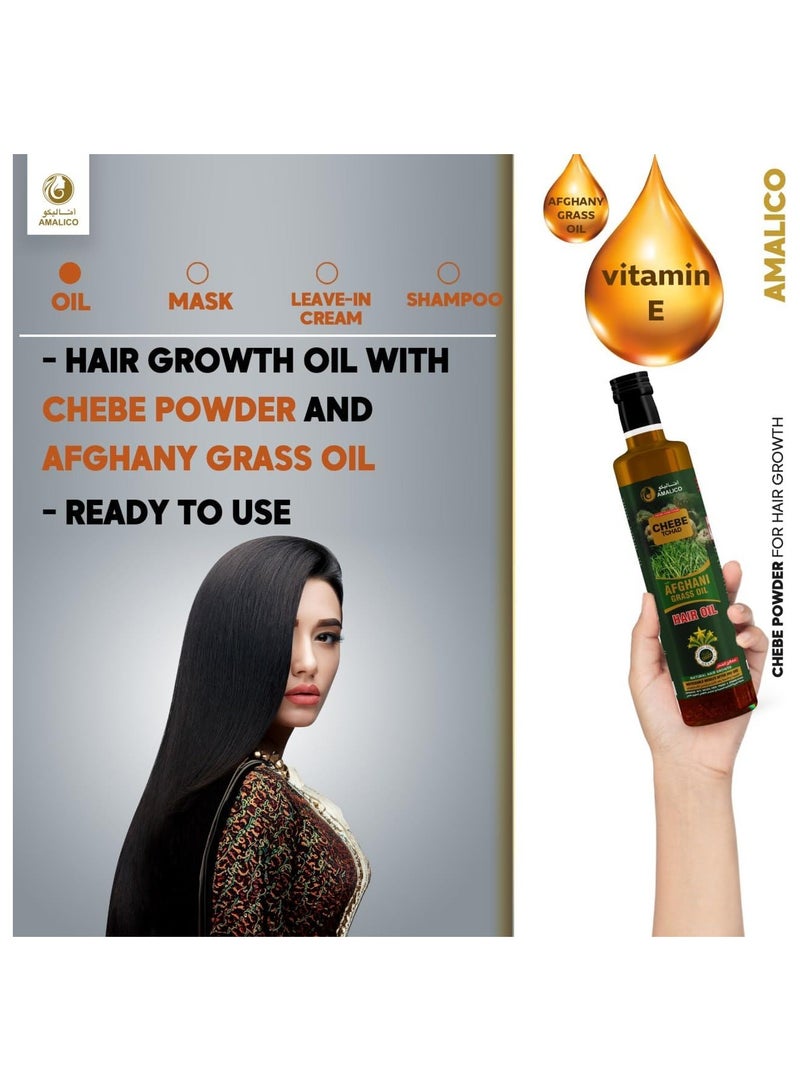 Chebe AMALICO Afghani Oil for Hair Growh with Chebe Powder - 10 in 1 Hair Oil for Deep Moisturizing - Hair Oil for Nourishment of Scalp and Dry Damaged Hair - 250 ML - Image 2