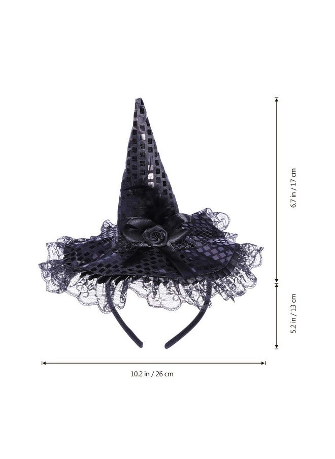 Tinksky - Children Halloween Headband Feather Party Witch Hat For Costume Dress Up Party Performance Supplies (Black) - Image 1