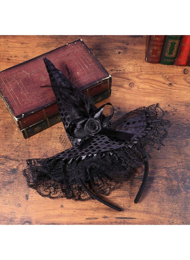 Tinksky - Children Halloween Headband Feather Party Witch Hat For Costume Dress Up Party Performance Supplies (Black) - Image 1