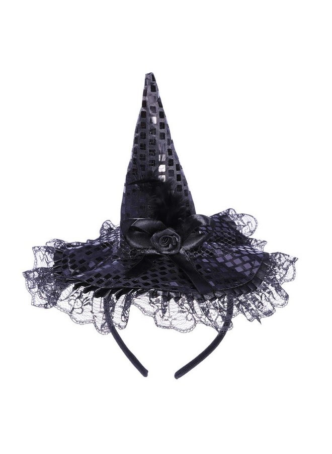 Tinksky - Children Halloween Headband Feather Party Witch Hat For Costume Dress Up Party Performance Supplies (Black) - Image 1