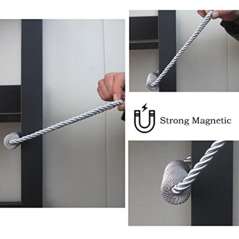 Magnetic Curtain Tiebacks 2 Pack Grey Curtain Rope Tieback Curtain Holders for Drapes Modern Tie Backs Decorative Curtain Holdbacks - Image 5