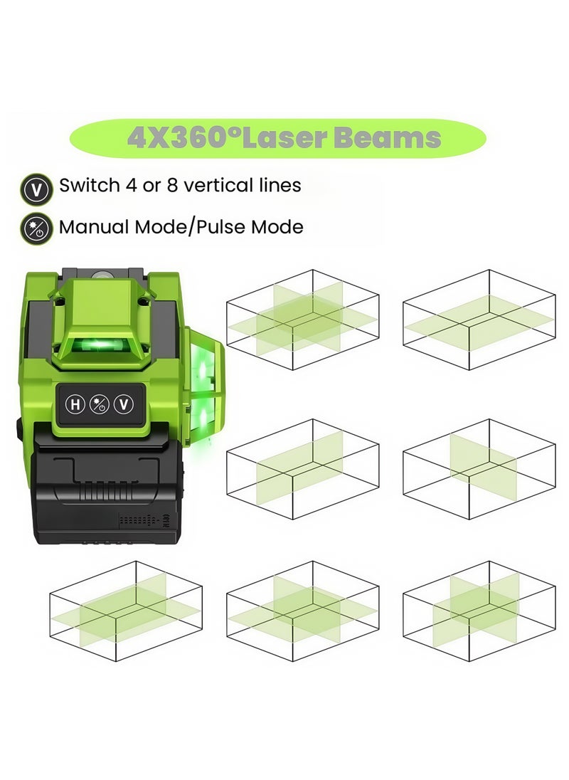 ADEBOLA 4D Laser Level Pro Kit ，16 Lines 360° Self-Leveling with Magnetic Rotating Base， Tripod ，2 Long-Lasting Batteries& Remote Control Perfect for Tile Floors, Construction, Picture Hanging (Portable Toolbox Included)，Green  - Image 5