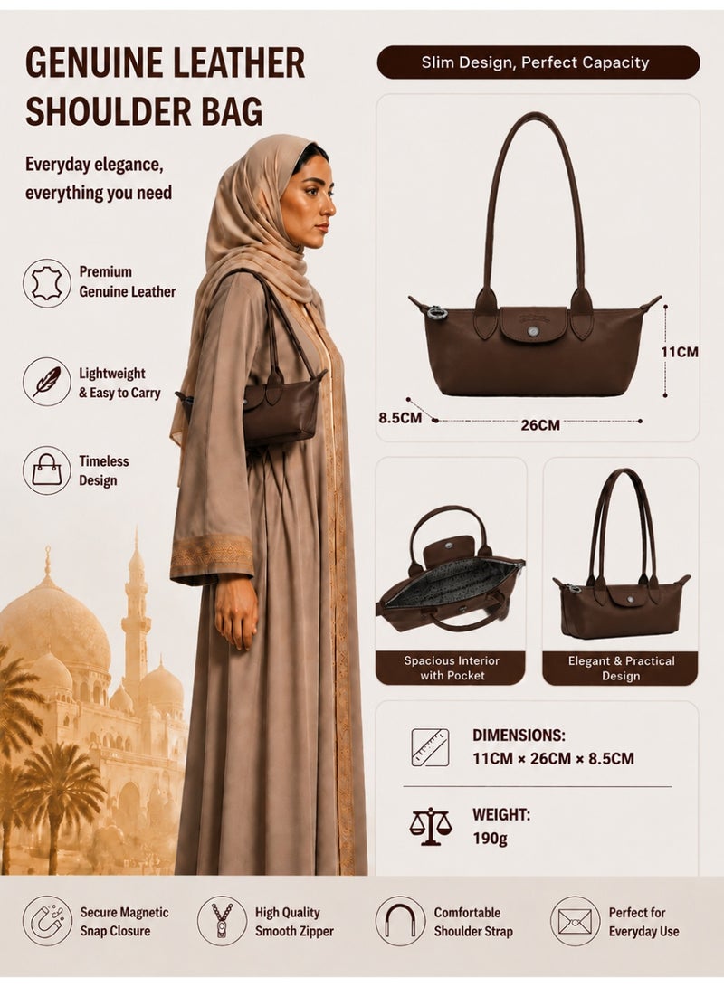 حقيبة كتف ميني باغيت من الجلد الصناعي باللون البني الداكن - Image 1