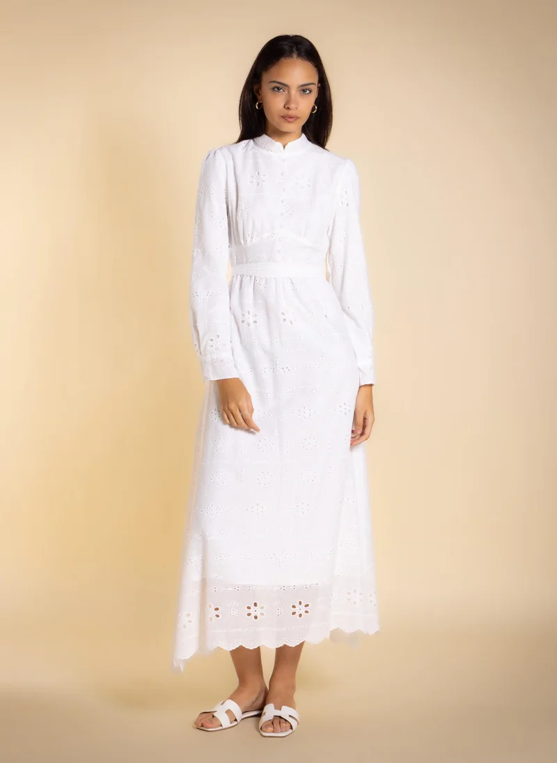 شايبس EMBROIDERED CUTWORK MIDI DRESS