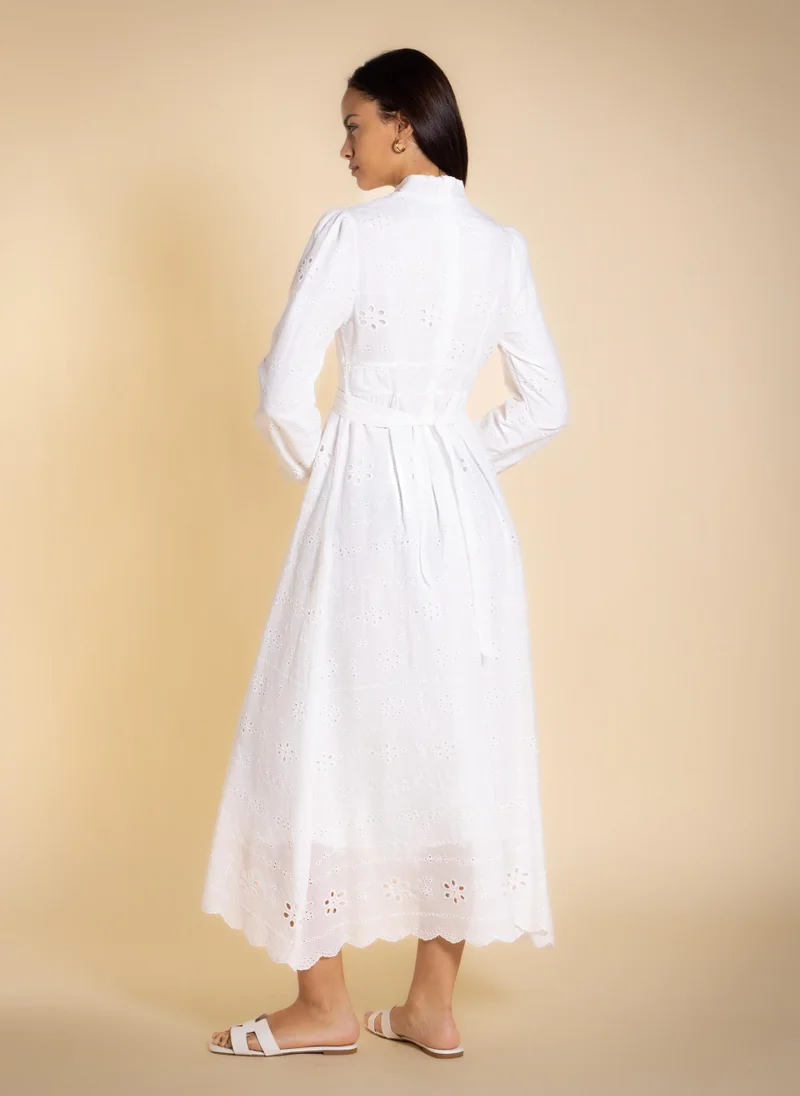Shapes  EMBROIDERED CUTWORK MIDI DRESS for Women | Best Price UAE