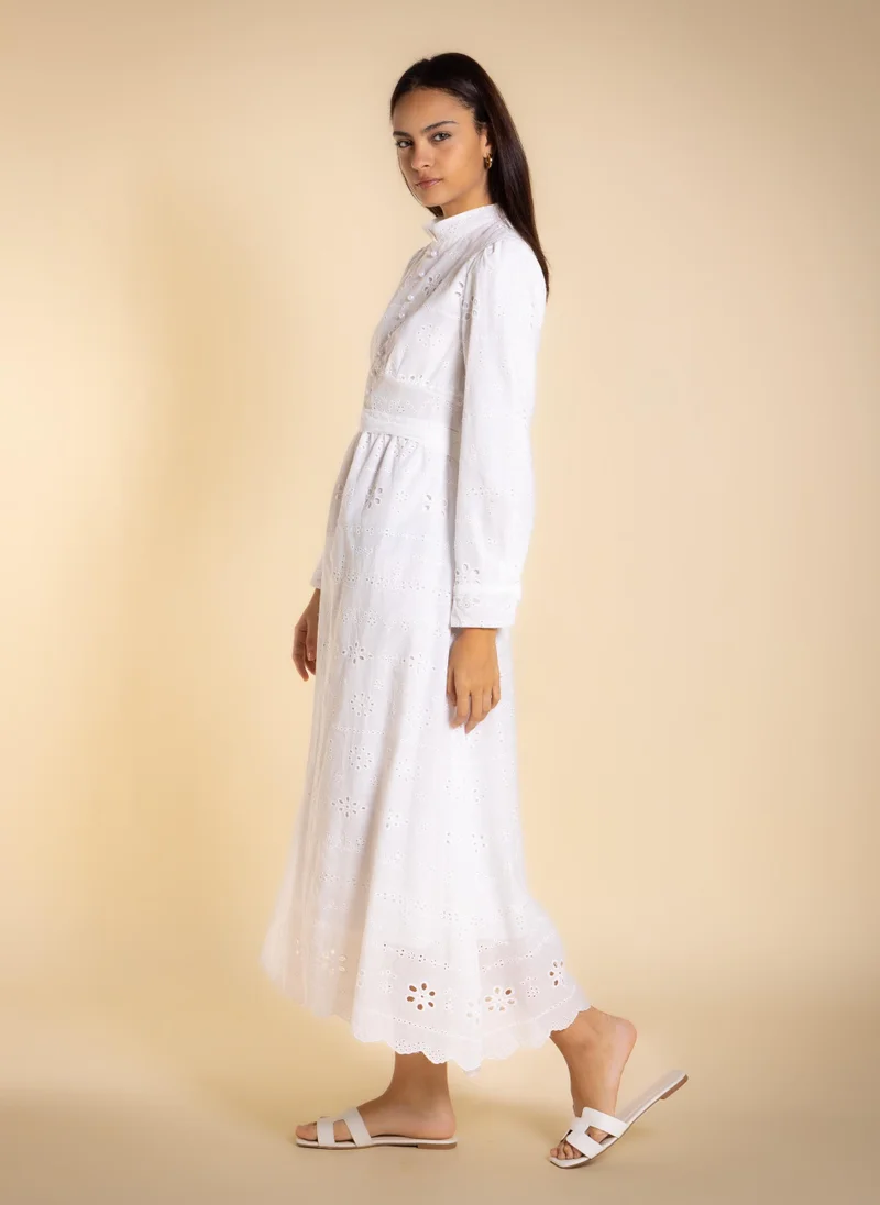 Shapes  EMBROIDERED CUTWORK MIDI DRESS for Women | Best Price UAE