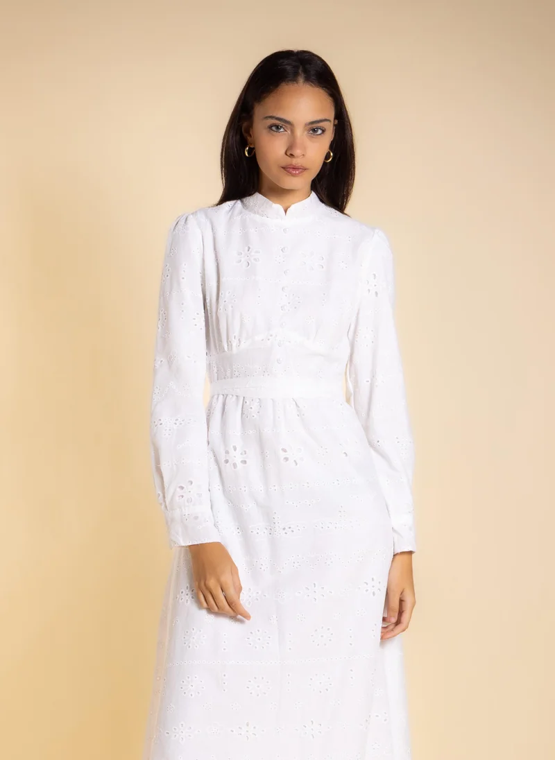 شايبس EMBROIDERED CUTWORK MIDI DRESS