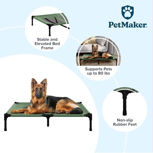 PETMAKER Elevated Dog Bed 36x2975 Portable Bed for Pets with NonSlip Feet IndoorOutdoor Dog Cot or Puppy Bed for Pets up to 80lbs by Petmaker Green - Image 3