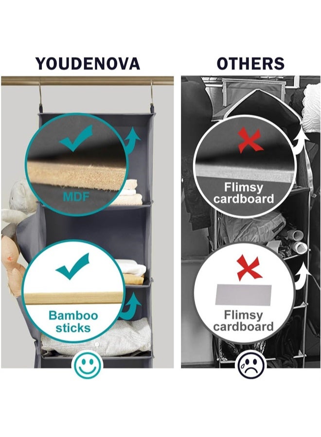 هومستر 5 طبقة شنق خزانة المنظم, شنق تخزين المنظم, خزانة الملابس شنق المنظم, شنق خزانة الرف المحمولة المنظم, قماش شنق الرفوف للملابس, رمادي - Image 3