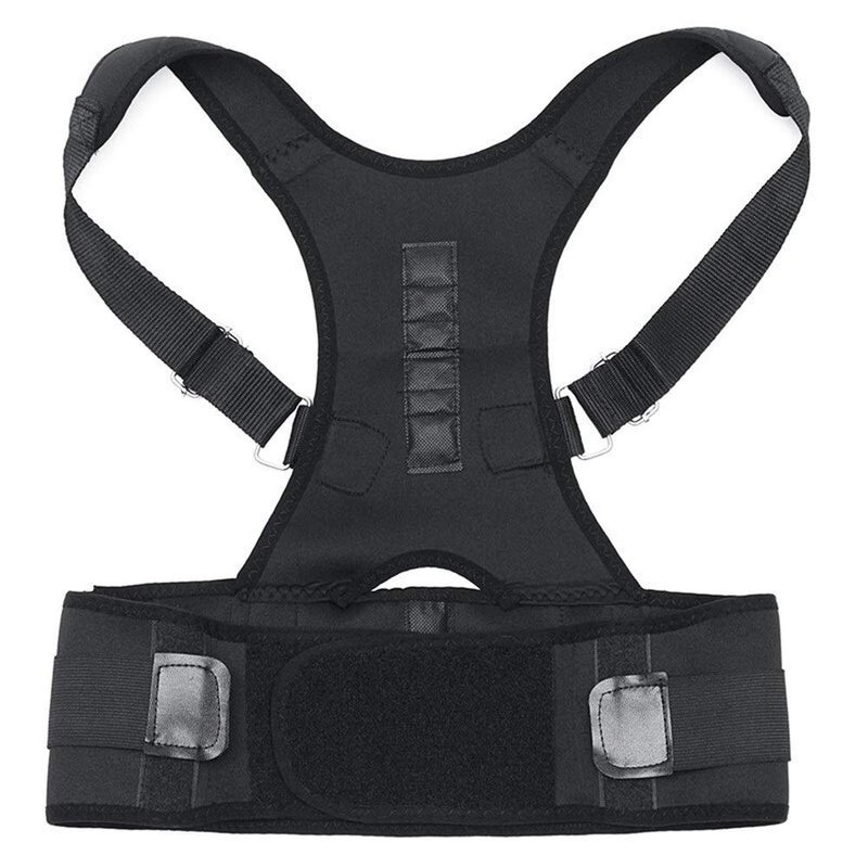Z.L.FFLZ Sport Protective Adjustable Magnetic Posture Corrector Men Women Corset Back Brace Back Belt Lumbar Support Straight Corrector Unisex Shaper S-XL Protective Gear Set (Color : Black, Size : L) - Image 1