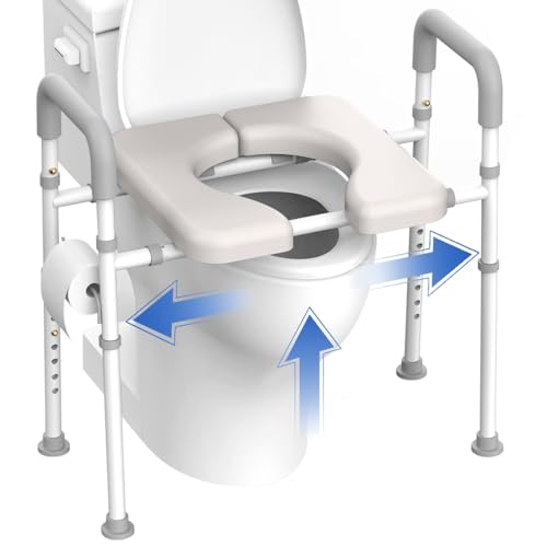 Agrish Raised Toilet Seat with Handles - Width & Height Adjustable Toilet Seat Risers for Seniors, Heavy Duty Handicap Toilet Riser, Fit Any Toilet, Up to 400lbs - Image 1