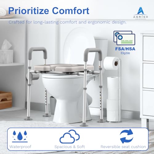 Agrish Raised Toilet Seat with Handles - Width & Height Adjustable Toilet Seat Risers for Seniors, Heavy Duty Handicap Toilet Riser, Fit Any Toilet, Up to 400lbs - Image 4
