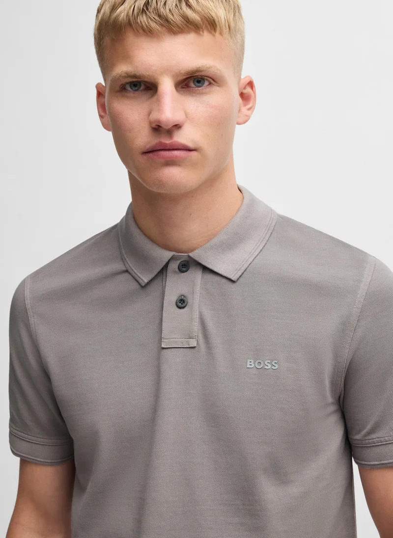 بوس Cotton-piqué polo shirt with logo print