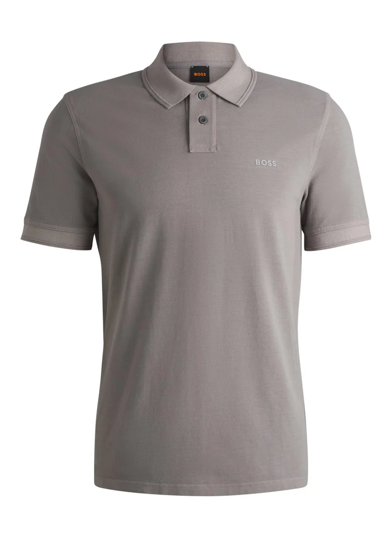 بوس Cotton-piqué polo shirt with logo print