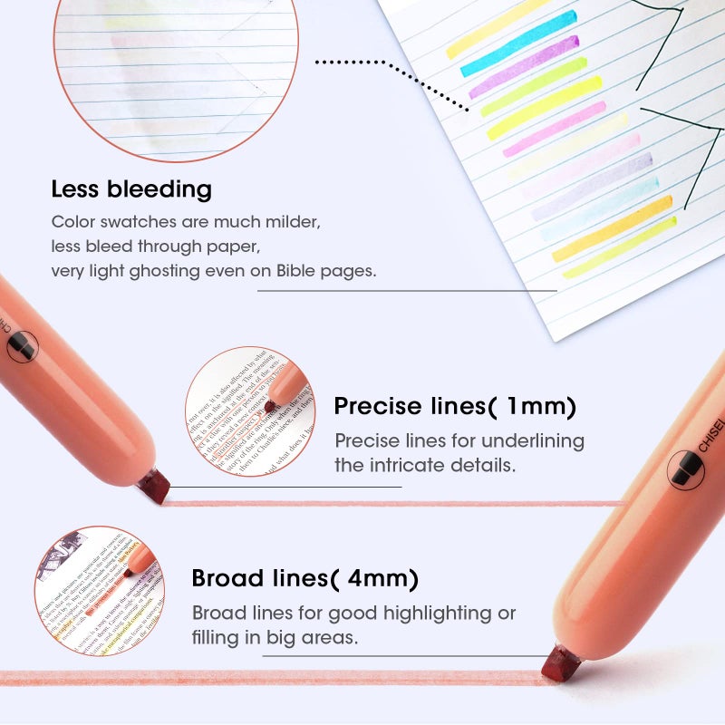WRITECH Retractable Highlighters Assorted Colors: Chisel Tip Click Aesthetic Highlighter Marker Pens Pack Multi Colored Ink No Bleed Smear for Highlighting Journaling (12ct Neutral) - Image 5