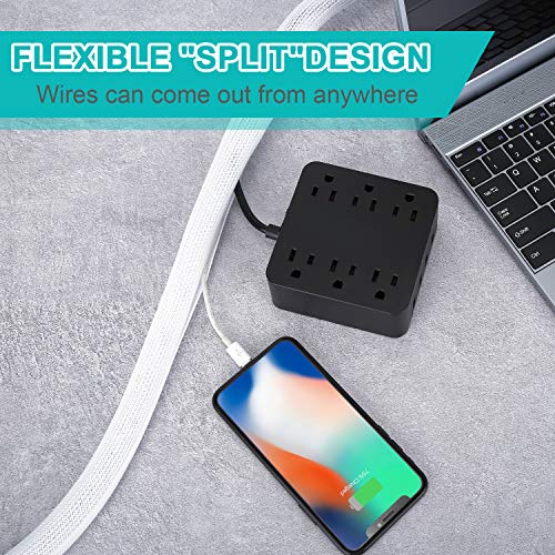 ZhiYo 20ft - 1/2 inch White Cable Sleeve, Cable Organizer for Desk PC TV Computer, Wire Protector Cable Wrap Cover, Cord Management for Home Office - Image 5