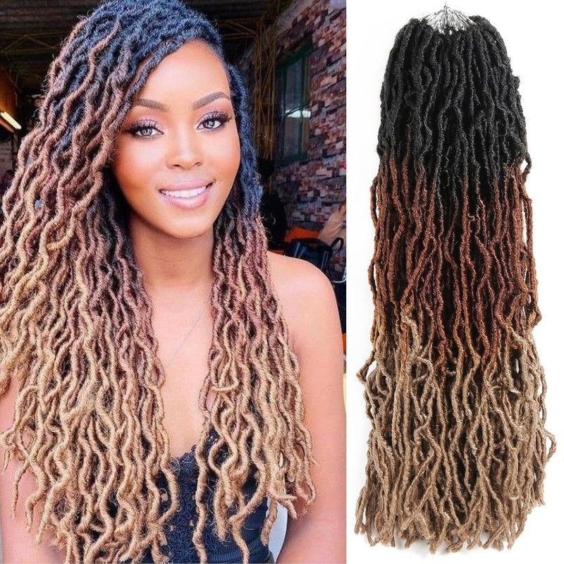 Faux Locs Crochet Hair 24 InchSoft Goddess Locs Crotchet Hair 6 Packs Long Three Tone Locs Crochet Braids Pre looped Wavy Dreads Extensions Crotchet Braiding Hair24T1B3027