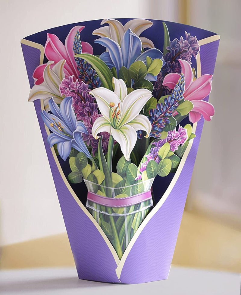 New 3D Three-Dimensional Flower Teacher'S Day Holding Flower Paper Carving Crafts Pop-Up Bouquet Creative Holiday Greeting Card - Image 1