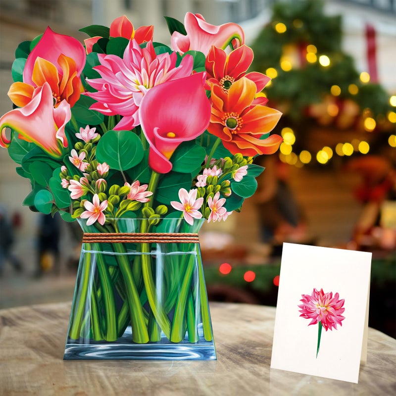 New 3D Three-Dimensional Flower Teacher'S Day Holding Flower Paper Carving Crafts Pop-Up Bouquet Creative Holiday Greeting Card - Image 4