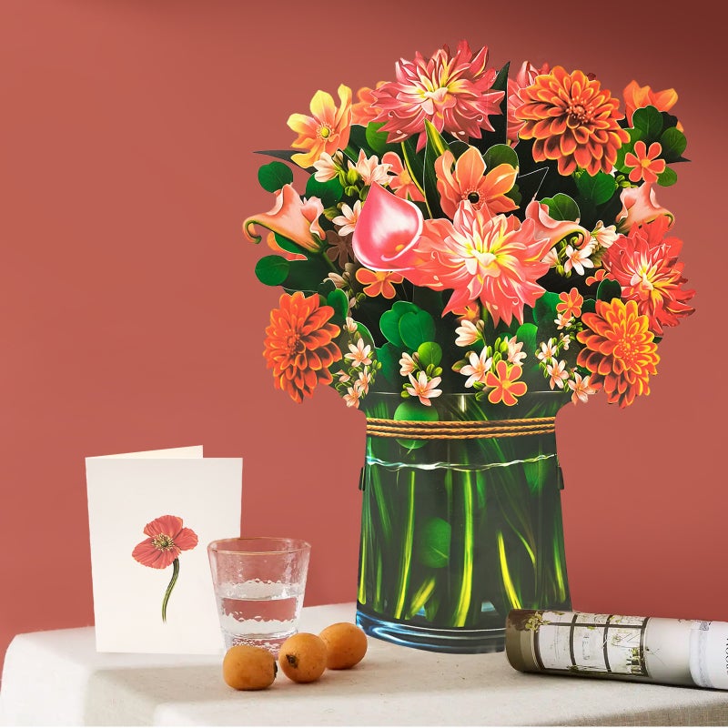 New 3D Three-Dimensional Flower Teacher'S Day Holding Flower Paper Carving Crafts Pop-Up Bouquet Creative Holiday Greeting Card - Image 3