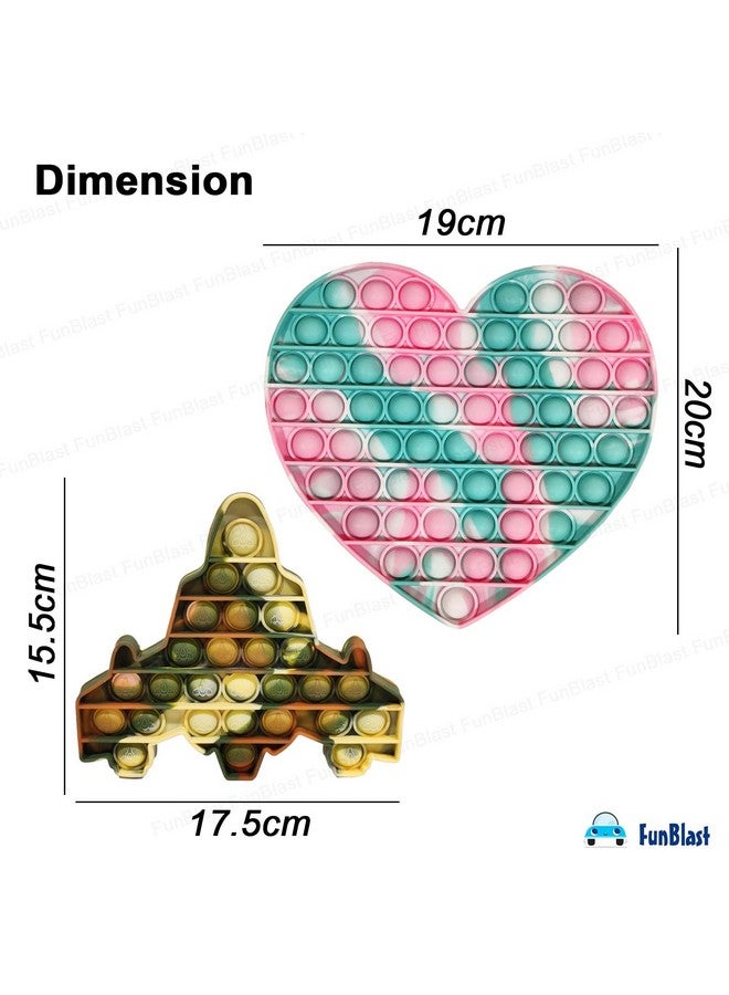 فنبلاست لعبة Pop It من FunBlast، لعبة Pop It للأطفال، لعبة Pop It، ألعاب Pop It للأطفال، لعبة Pop It Fidget، لعبة Pop It Big، لعبة Jumbo Heart & Jet Pop it Fidget، ألعاب تخفيف التوتر (عبوة من قطعتين) - Image 3
