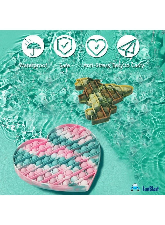 فنبلاست لعبة Pop It من FunBlast، لعبة Pop It للأطفال، لعبة Pop It، ألعاب Pop It للأطفال، لعبة Pop It Fidget، لعبة Pop It Big، لعبة Jumbo Heart & Jet Pop it Fidget، ألعاب تخفيف التوتر (عبوة من قطعتين) - Image 4
