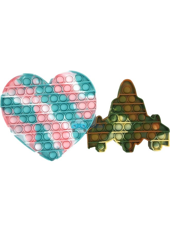 فنبلاست لعبة Pop It من FunBlast، لعبة Pop It للأطفال، لعبة Pop It، ألعاب Pop It للأطفال، لعبة Pop It Fidget، لعبة Pop It Big، لعبة Jumbo Heart & Jet Pop it Fidget، ألعاب تخفيف التوتر (عبوة من قطعتين) - Image 1