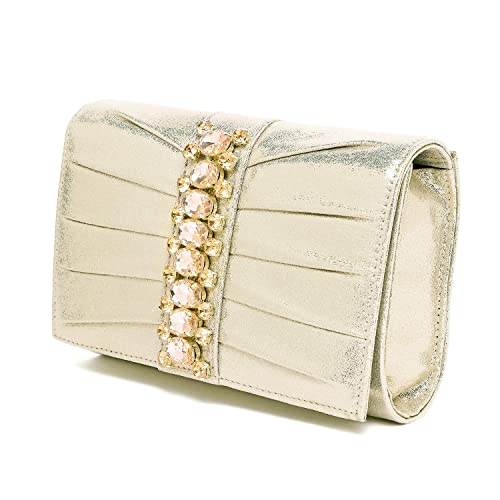 Peora Clutch Women's Purse Bridal Bag For Casual Detachable Strap Evening Sling Bag (Gold)-C53G - Image 5