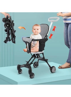 Generic Lightweight Baby Stroller Compact Stroller with One Hand Fold Travel Stroller for Airplane with Cup Holder 5 Point Harness Foot Cover Canopy, Infant Stroller for 0 to 36 Month product color black only  - Image 1