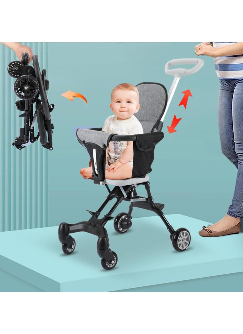 Generic Lightweight Baby Stroller Compact Stroller with One Hand Fold Travel Stroller for Airplane with Cup Holder 5 Point Harness Foot Cover Canopy, Infant Stroller for 0 to 36 Month product color black only  - Image 1
