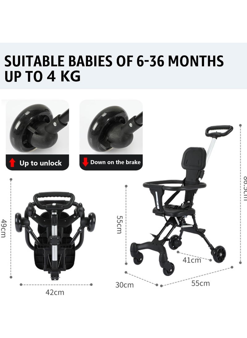 Generic Lightweight Baby Stroller Compact Stroller with One Hand Fold Travel Stroller for Airplane with Cup Holder 5 Point Harness Foot Cover Canopy, Infant Stroller for 0 to 36 Month product color black only  - Image 3