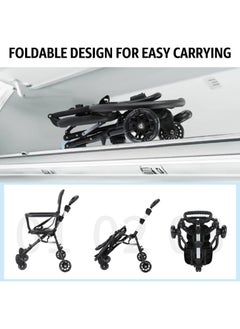 Generic Lightweight Baby Stroller Compact Stroller with One Hand Fold Travel Stroller for Airplane with Cup Holder 5 Point Harness Foot Cover Canopy, Infant Stroller for 0 to 36 Month product color black only  - Image 2