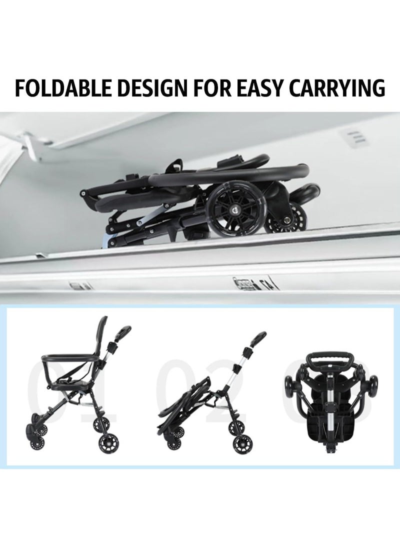 Generic Lightweight Baby Stroller Compact Stroller with One Hand Fold Travel Stroller for Airplane with Cup Holder 5 Point Harness Foot Cover Canopy, Infant Stroller for 0 to 36 Month product color black only  - Image 2