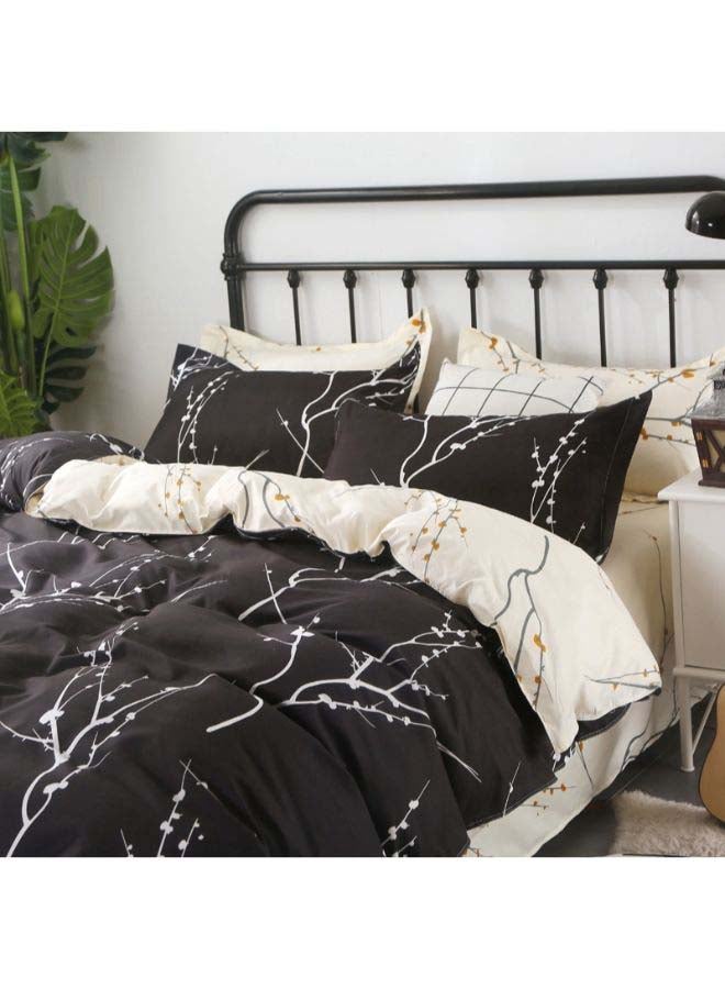 NIBEMINENT 4-Piece European Style Luxury Jacquard Duvet Cover Set Polyester Black/White Single - Image 4