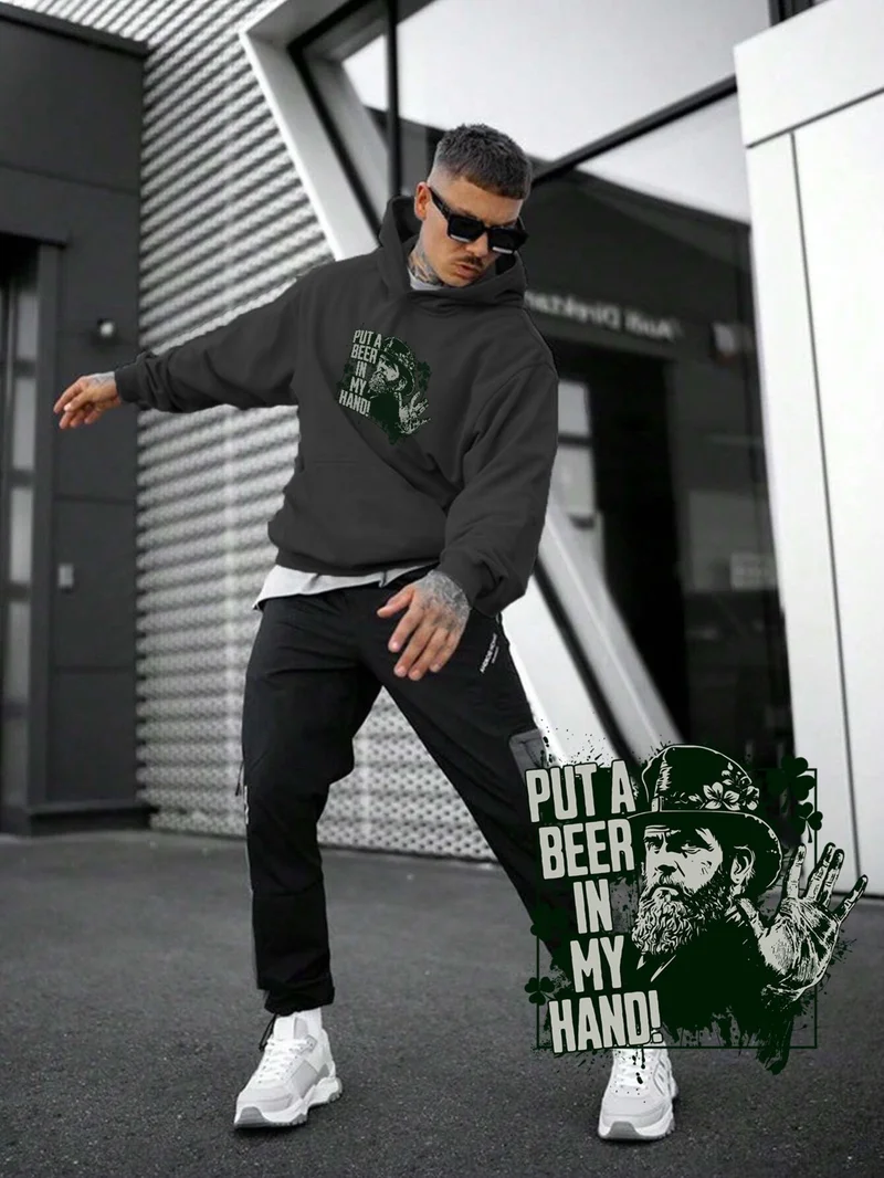 DogFish Women's, Men's Sweatshirt Put A Beer In My Hand St Patricks Day Printed Thick Black Lover Sweatshirt