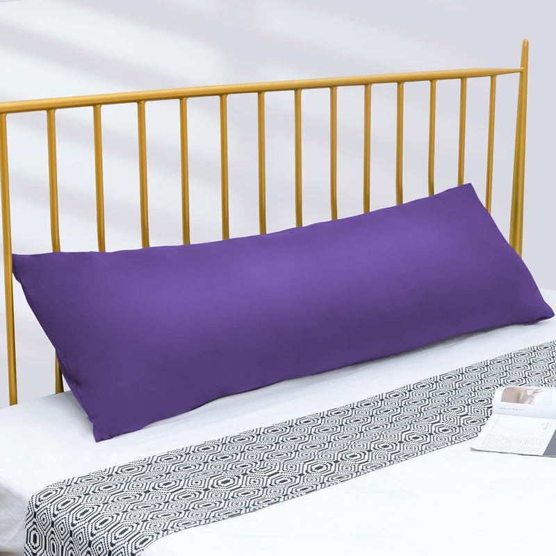 DOWNCOOL Luxury Full Body Pillow Insert with Fiber Cover - Ultra Soft Body Pillow for Sleeping - Breathable Long Bed Pillow Insert, 20"x54"(Purple, with Cover) - Image 2