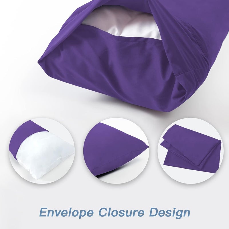 DOWNCOOL Luxury Full Body Pillow Insert with Fiber Cover - Ultra Soft Body Pillow for Sleeping - Breathable Long Bed Pillow Insert, 20"x54"(Purple, with Cover) - Image 5