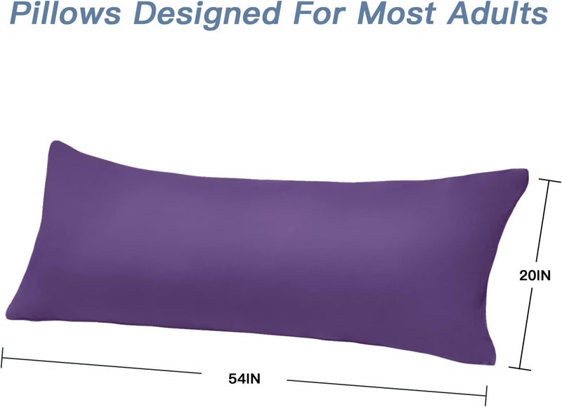 DOWNCOOL Luxury Full Body Pillow Insert with Fiber Cover - Ultra Soft Body Pillow for Sleeping - Breathable Long Bed Pillow Insert, 20"x54"(Purple, with Cover) - Image 3