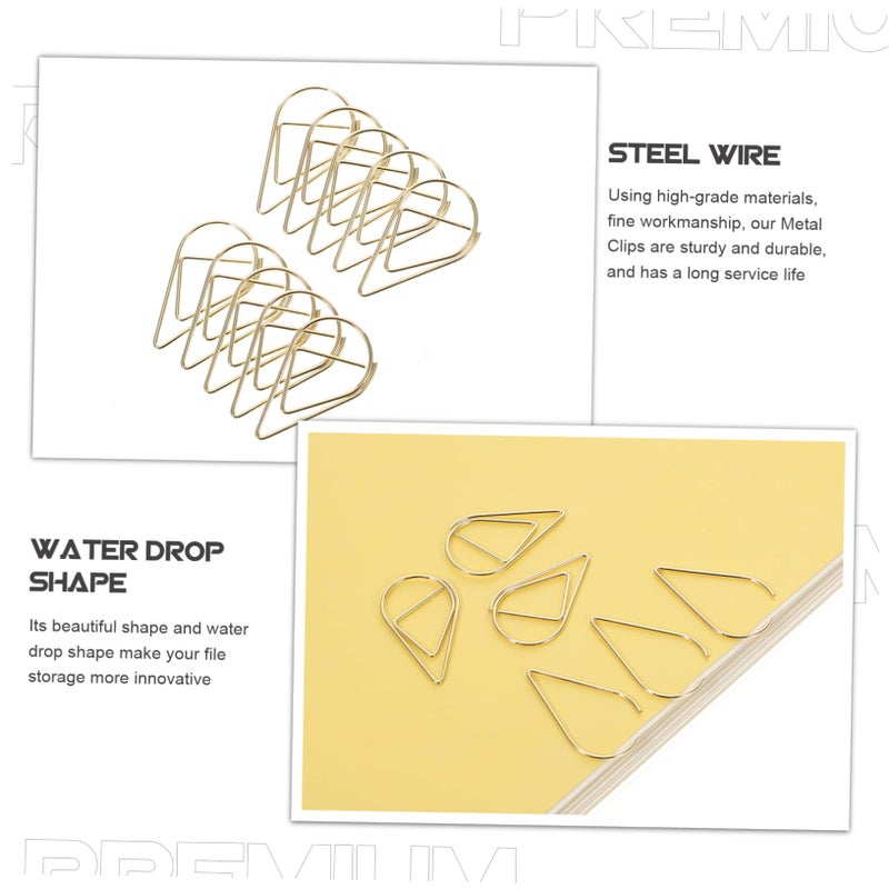10Pcs Drip Shaped Metal Paper Clips Strong Grip For Office Photos Memos Decorative Book Clips - Image 5