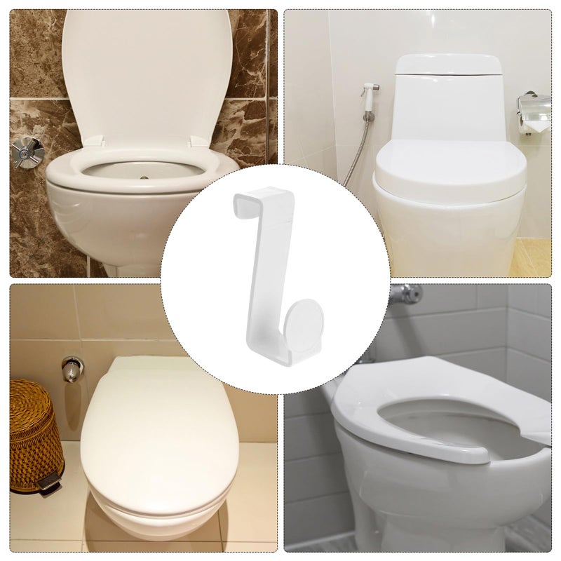 Multifunctional Z Shaped Plastic Toilet Seat Hook White Punch Free Bathroom Kitchen Organizer - Image 5