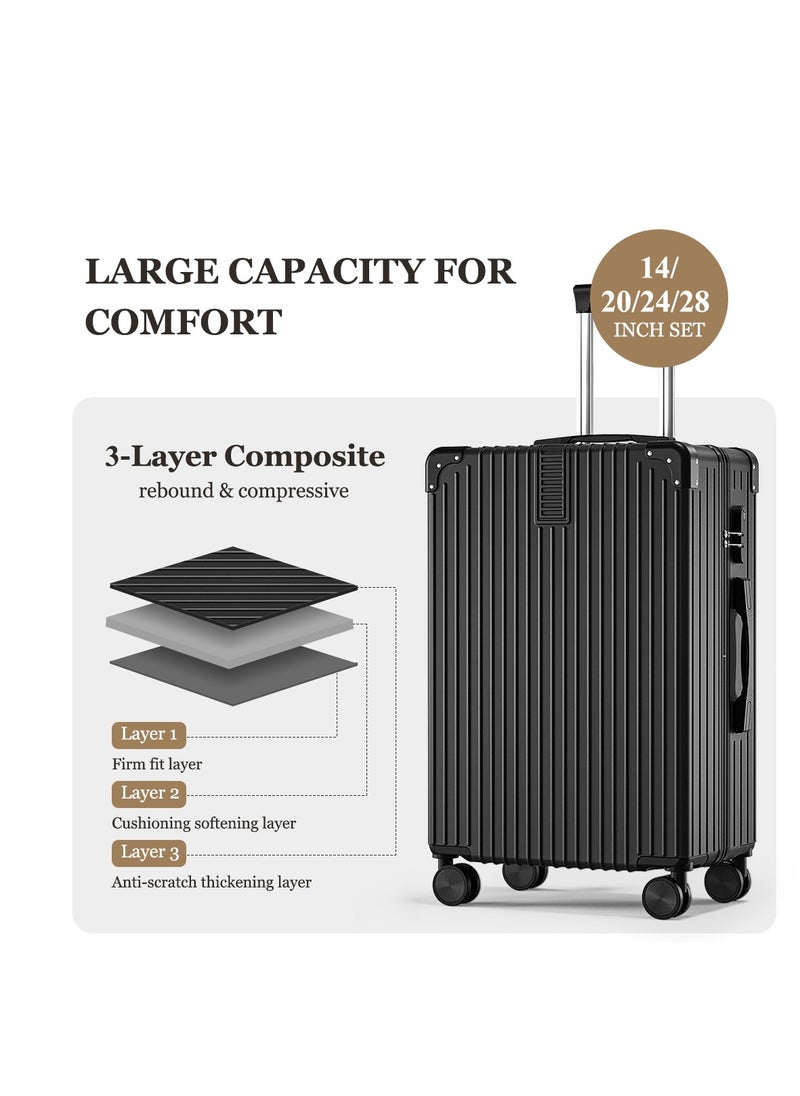TRASSLE - 4 Pack Luggage Sets, Expandable PP Hardshell Suitcase Sets, Hardside Lightweight Durable Carry On Suitcase with Spinner Wheels, TSA Lock 14/20/24/28in - Image 1