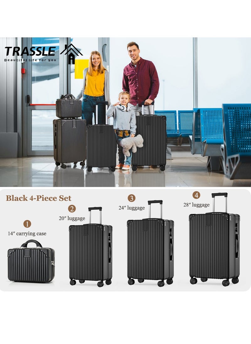 TRASSLE - 4 Pack Luggage Sets, Expandable PP Hardshell Suitcase Sets, Hardside Lightweight Durable Carry On Suitcase with Spinner Wheels, TSA Lock 14/20/24/28in - Image 1