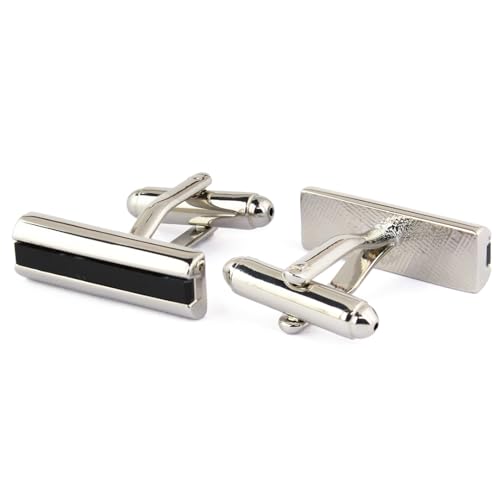 Peluche Rectangle Black Onyx Stone Cufflinks for Men - Image 3