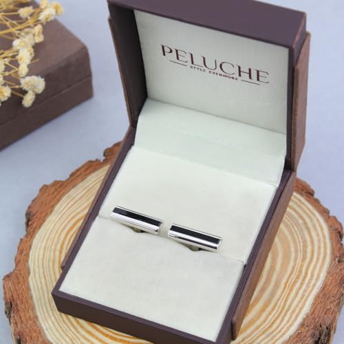 Peluche Rectangle Black Onyx Stone Cufflinks for Men - Image 5