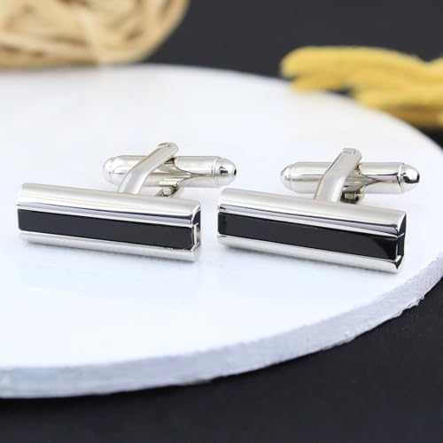 Peluche Rectangle Black Onyx Stone Cufflinks for Men - Image 2
