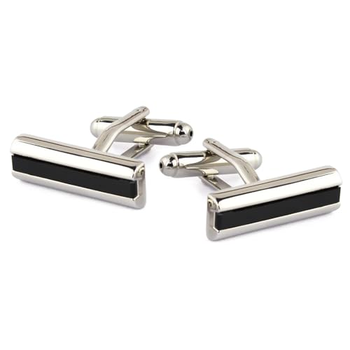 Peluche Rectangle Black Onyx Stone Cufflinks for Men - Image 1