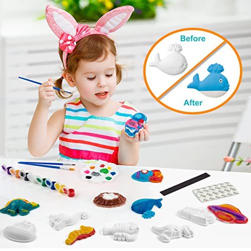 Juboury Kids Arts and Crafts Plaster Painting Craft Kit Art Set - Painting Your Own Space Dinosaurs & Marine Life Figurines - Ceramic Painting Kit for Kids, Girls, Boys, Toddlers - Image 2