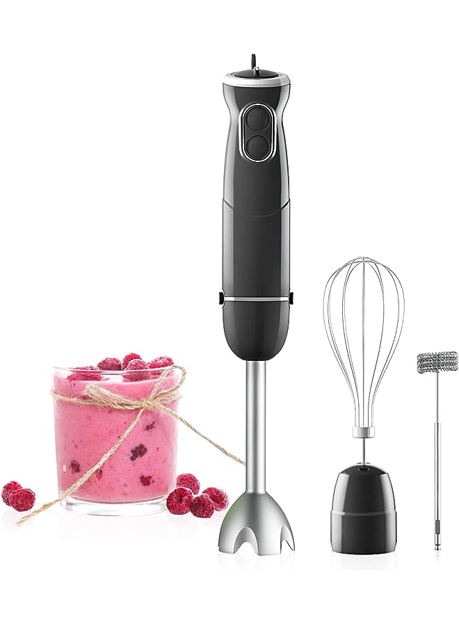 IAF In 1 Hand Blender, 500W 6-Speed Immersion Stick Blender With Turbo Button, With Stainless Steel Whisk And Chopper, Black - Image 1